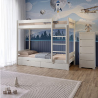 Двоярусне дитяче ліжко Mebigrand Атланта Міні Айворі (S0505Y30R) 90х190 см з ящиками (MBG-15280)