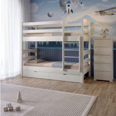 Двоярусне дитяче ліжко Mebigrand Чикаго Міні Айворі (S0505Y30R) 80х190 см з ящиками (MBG-15586)