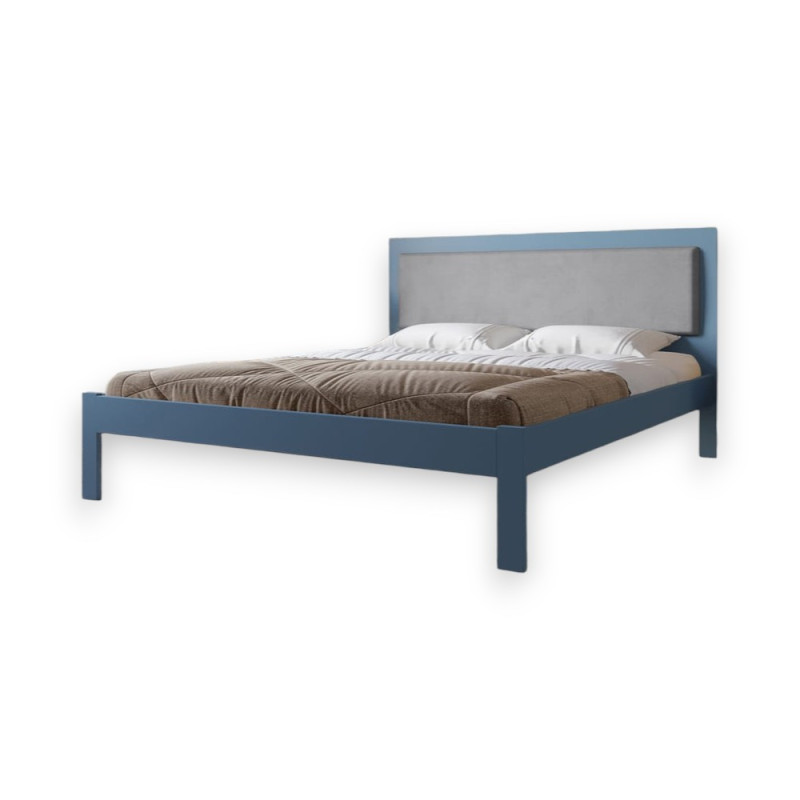 Односпальне дерев'яне ліжко Mebigrand Пекін П4 Сіро-синій (S7010R90B)/Аляска 93 (Сірий) 80х190 см (MBG-18244)
