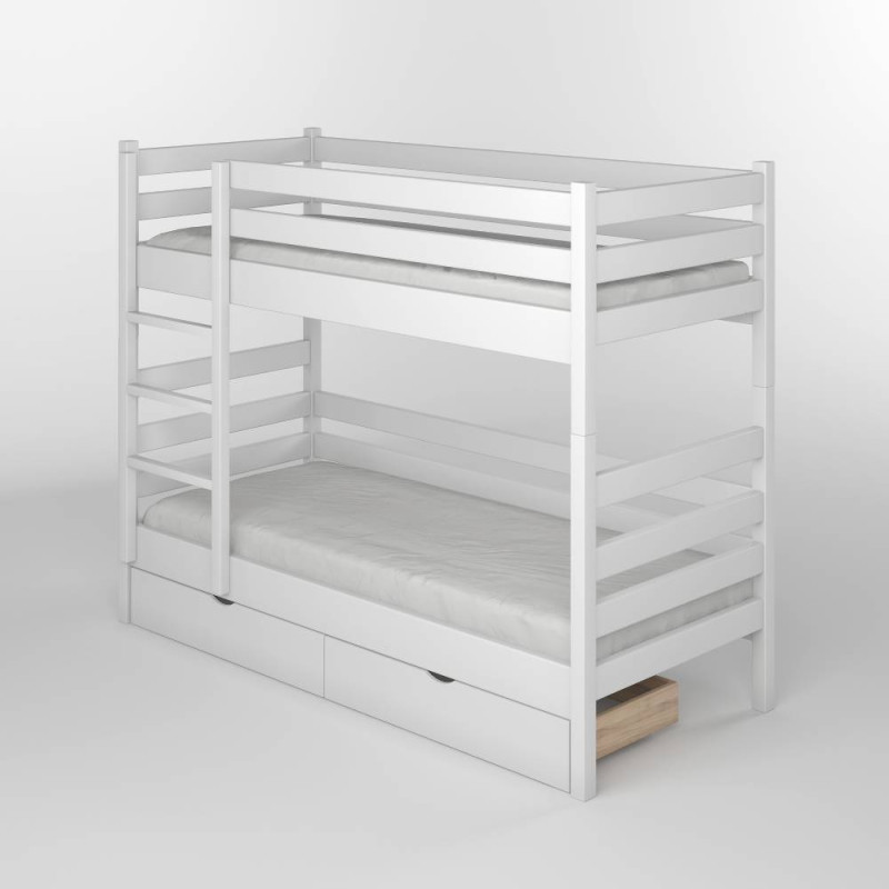 Двухъярусная детская кровать Mebigrand Соня Белый (RAL9003) 70х190 см с ящиками (MBG-15198)