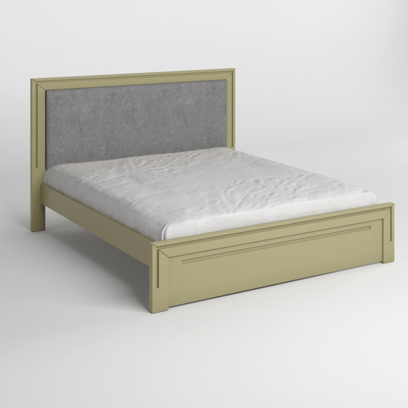 Двоспальне дерев'яне ліжко Mebigrand Торонто Т4 Оливковий (RAL1020)/Аляска 93 (сірий) 180х190 см (MBG-9009)