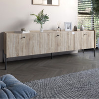 Тумба под телевизор на 3 ящика LION Wood с черными ножками 180x50x40 см Дуб Сонома (LION-043100)