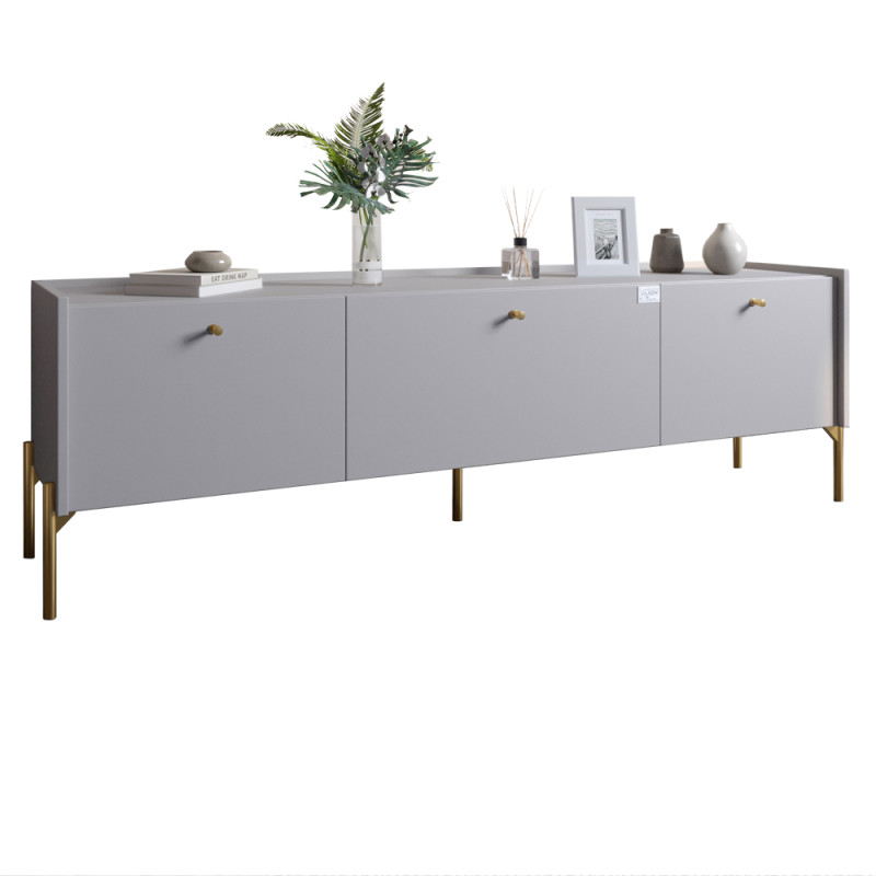 Тумба під телевізор на 3 шухляди LION Wood з золотими ніжками 180x50x40 см Кашемір (LION-042996)