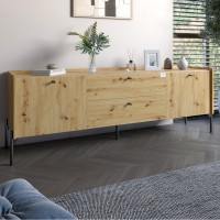Тумба під телевізор з шухлядами LION Wood з чорними ніжками 160x40x65 см Дуб Артизан (LION-043127)