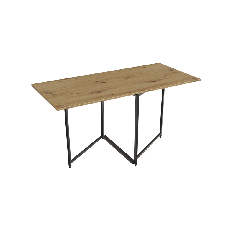 Стол трансформер книга Панама Ferrum-decor 75x148x68 Черный металл ДСП Дуб Артизан 16 мм (FRD-106832)