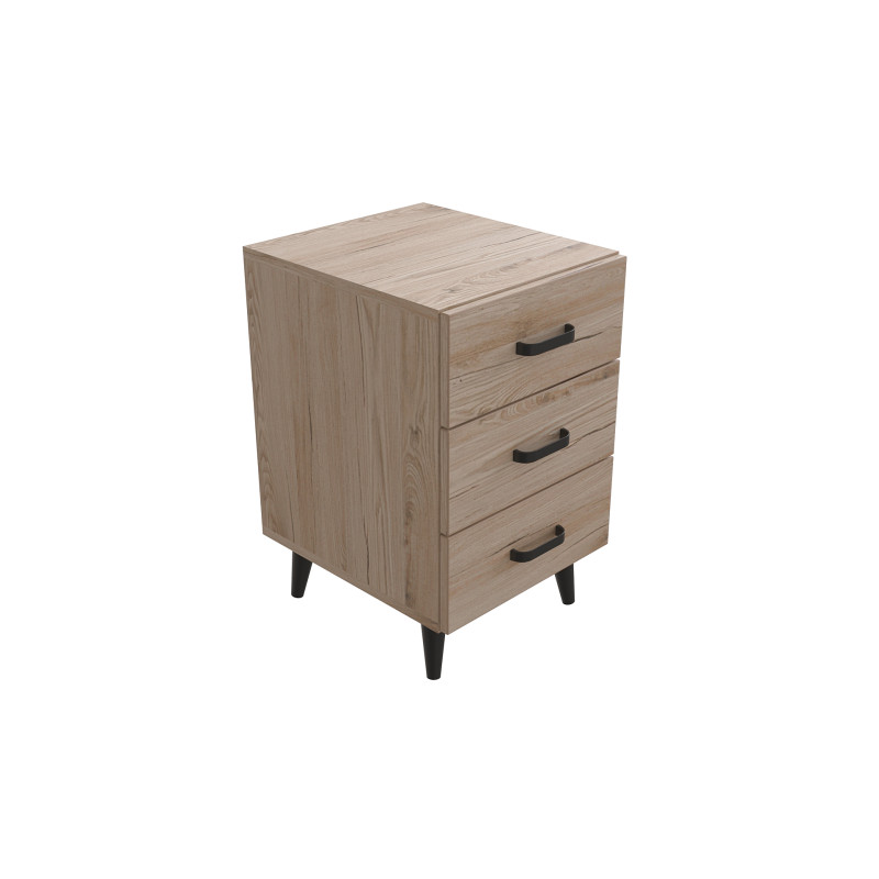 Тумба Віва 3 на конусних ніжках Ferrum-decor 56,5x35x40 Чорний метал ДСП Дуб Сан-Марино 16 мм (FRD-106822)