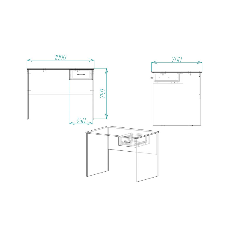 Стіл комп'ютерний Бад Ferrum-decor 750x1000x700 ДСП Біле 16 мм (FRD-104764)