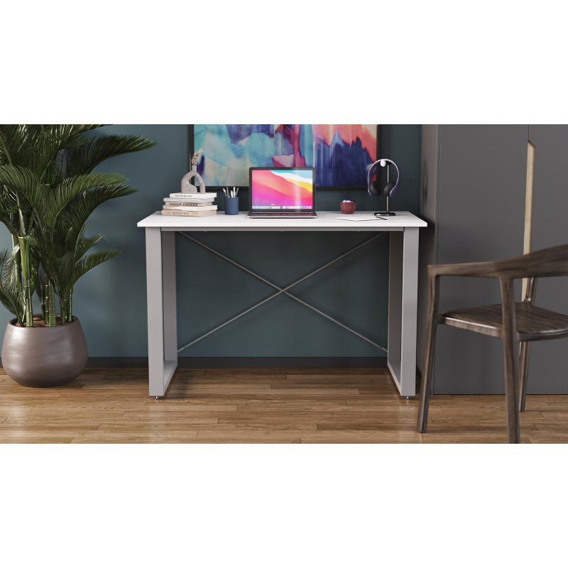 Письмовий стіл Ferrum-decor Драйв 750x1000x600 Сірий метал ДСП Біле 16 мм (FRD-103094)