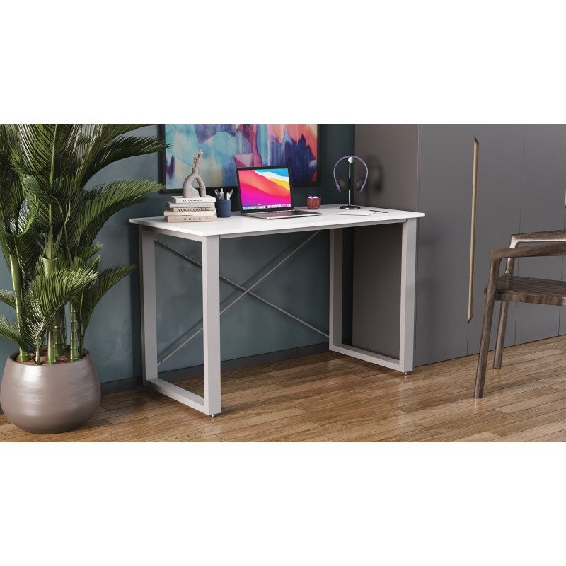 Письмовий стіл Ferrum-decor Драйв 750x1000x600 Сірий метал ДСП Біле 16 мм (FRD-103094)