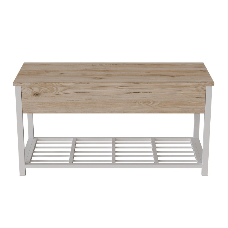 Банкетка с ящиком Ferrum-decor Дрейк 2 550x1200x400 металл Белый ДСП Дуб Сан-Марино 16 мм (FRD-103074)