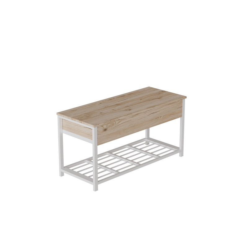 Банкетка с ящиком Ferrum-decor Дрейк 2 550x1200x400 металл Белый ДСП Дуб Сан-Марино 16 мм (FRD-103074)