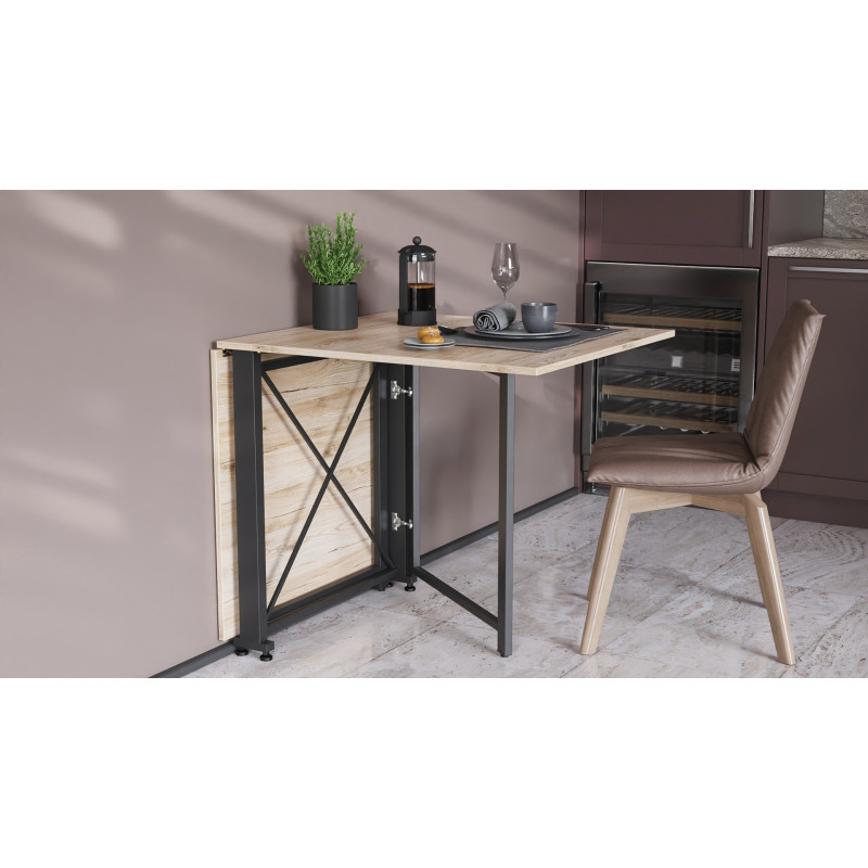 Стол-книжка трансформер Орион 2 Ferrum-decor 750x1520x730 Черный металл ДСП Дуб Сан-Марино 16 мм (FRD-104584)