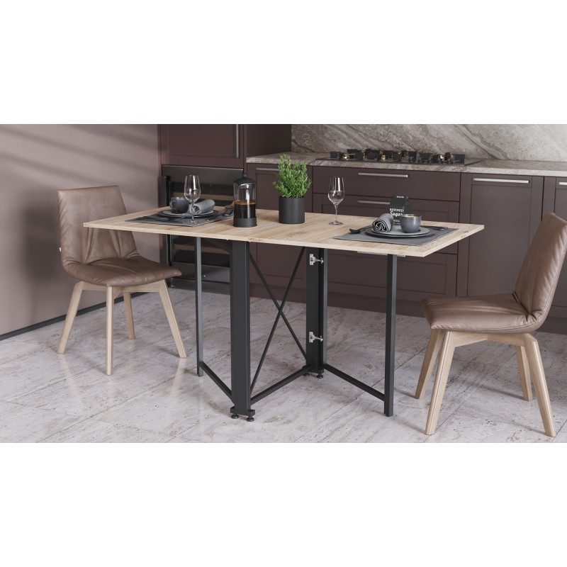 Стол-книжка трансформер Орион 2 Ferrum-decor 750x1520x730 Черный металл ДСП Дуб Сан-Марино 16 мм (FRD-104584)