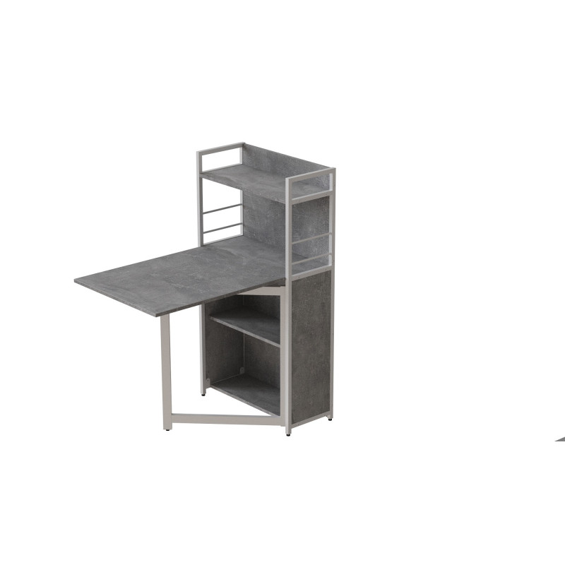 Стіл книжка з етажеркою Практик 1 Ferrum-decor 1200x640x990 Білий метал ДСП Бетон 16 мм (FRD-104624)
