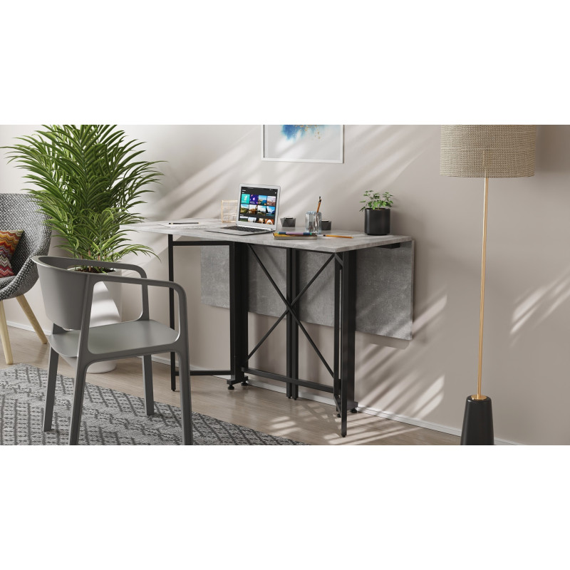 Стол-книжка трансформер Спайдер Ferrum-decor 750x1150x880 Черный металл ДСП Бетон 16 мм (FRD-105094)
