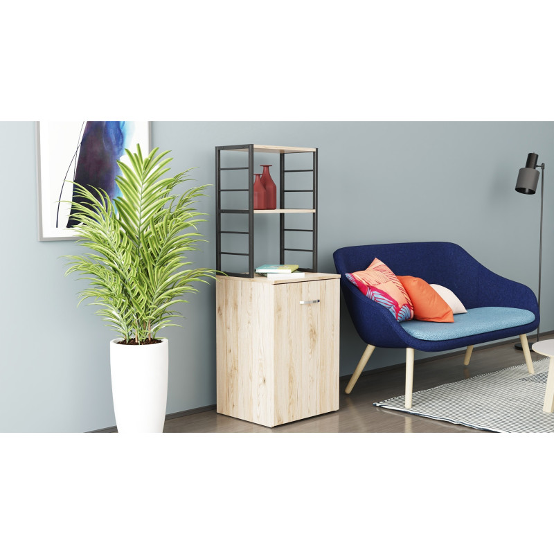 Стіл-тумба трансформер Смарт 4/1 з етажеркою Ferrum-decor 1430x1450x500 Чорний метал ДСП Дуб Сан-Марино 16 мм (FRD-105124)