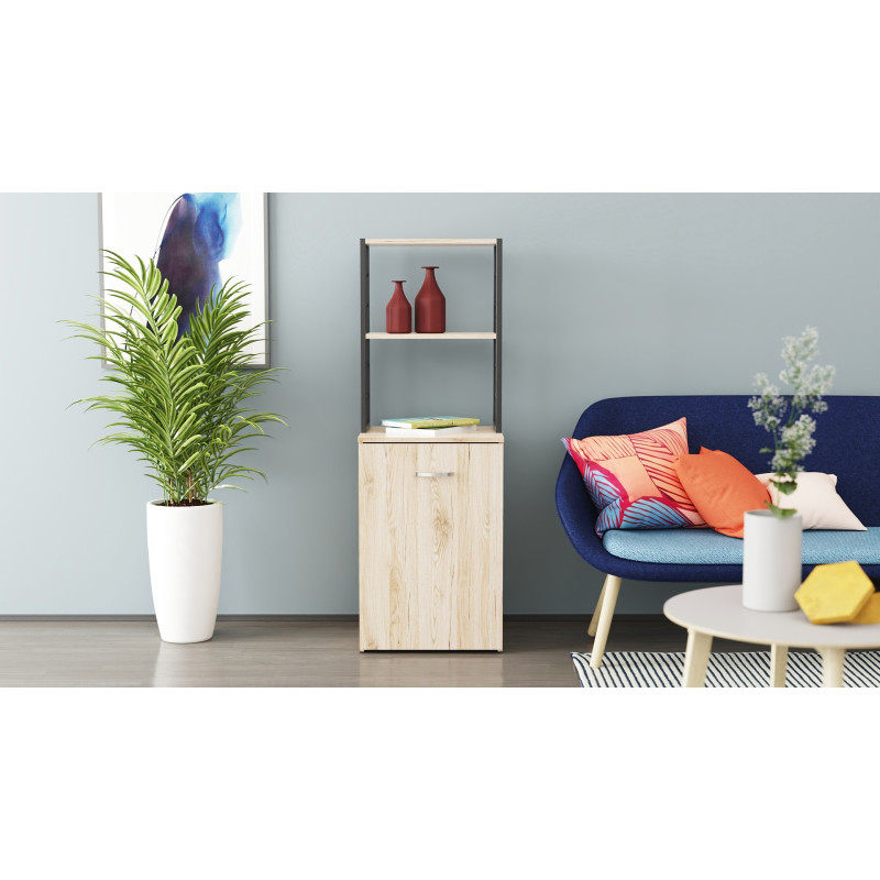 Стіл-тумба трансформер Смарт 4/1 з етажеркою Ferrum-decor 1430x1450x500 Чорний метал ДСП Дуб Сан-Марино 16 мм (FRD-105124)