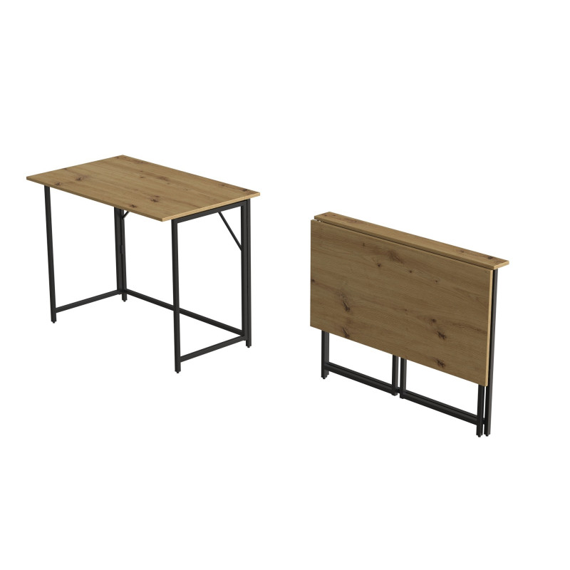 Стіл розкладний Моріс Ferrum-decor 750x1000x600 Чорний метал ДСП Дуб Артизан 16 мм (FRD-104674)