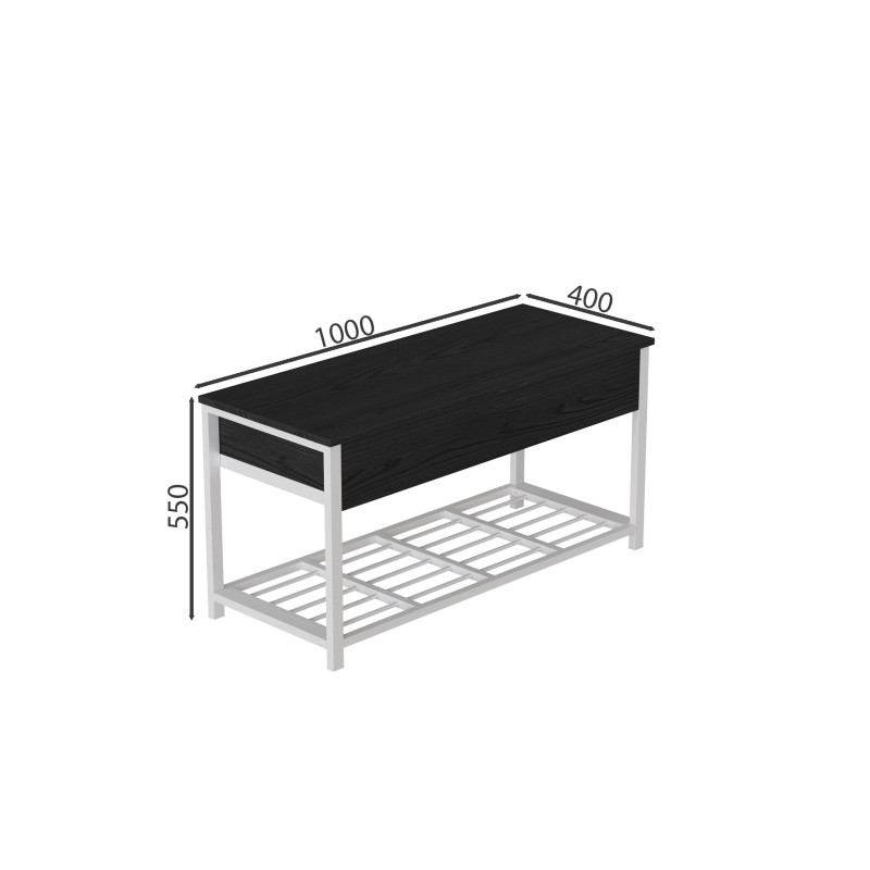 Банкетка з ящиком Ferrum-decor Дрейк 1 550x1000x400 метал Білий ДСП Сосна Кембра 16 мм (FRD-103054)