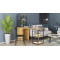 Стол-тумба трансформер Смарт 3/1 с этажеркой Ferrum-decor 1430x1450x500 Черный металл ДСП Дуб Артизан 16 мм (FRD-105114)
