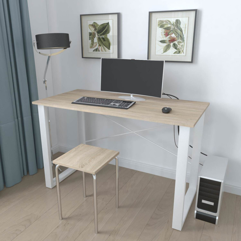 Письмовий стіл Ferrum-decor Драйв 750x1000x600 Білий метал ДСП Дуб Сонома 16 мм (FRD-103104)