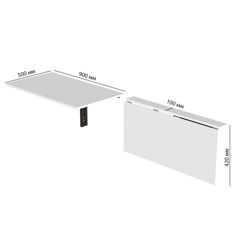 Обеденный стол-трансформер Ника настенный Ferrum-decor 420x900x500 Черный металл ДСП Белое 16 мм (FRD-105164)