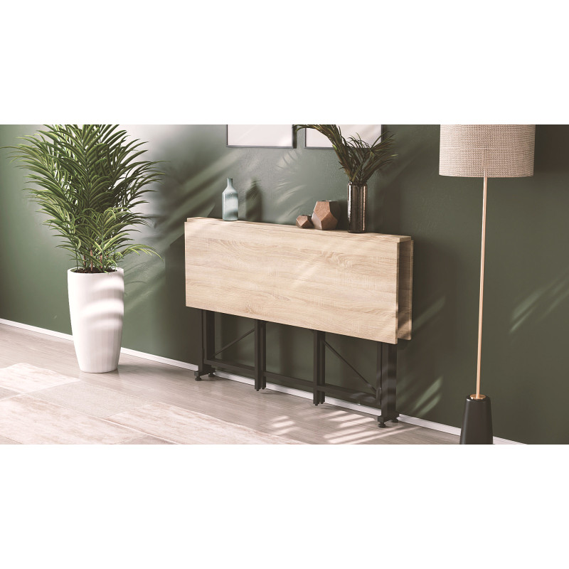 Стол-книжка трансформер Орион 3 Ferrum-decor 750x1150x880 Черный металл ДСП Дуб Сонома 16 мм (FRD-105084)