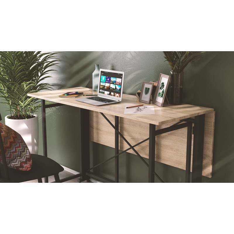 Стол-книжка трансформер Орион 3 Ferrum-decor 750x1150x880 Черный металл ДСП Дуб Сонома 16 мм (FRD-105084)