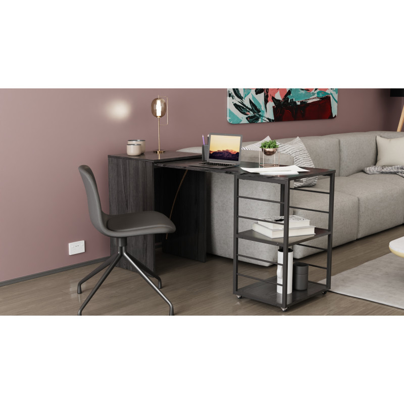 Стол-тумба трансформер Смарт 2/2 Ferrum-decor 750x1450x600 Черный металл ДСП Сосна Кембра 16 мм (FRD-105104)