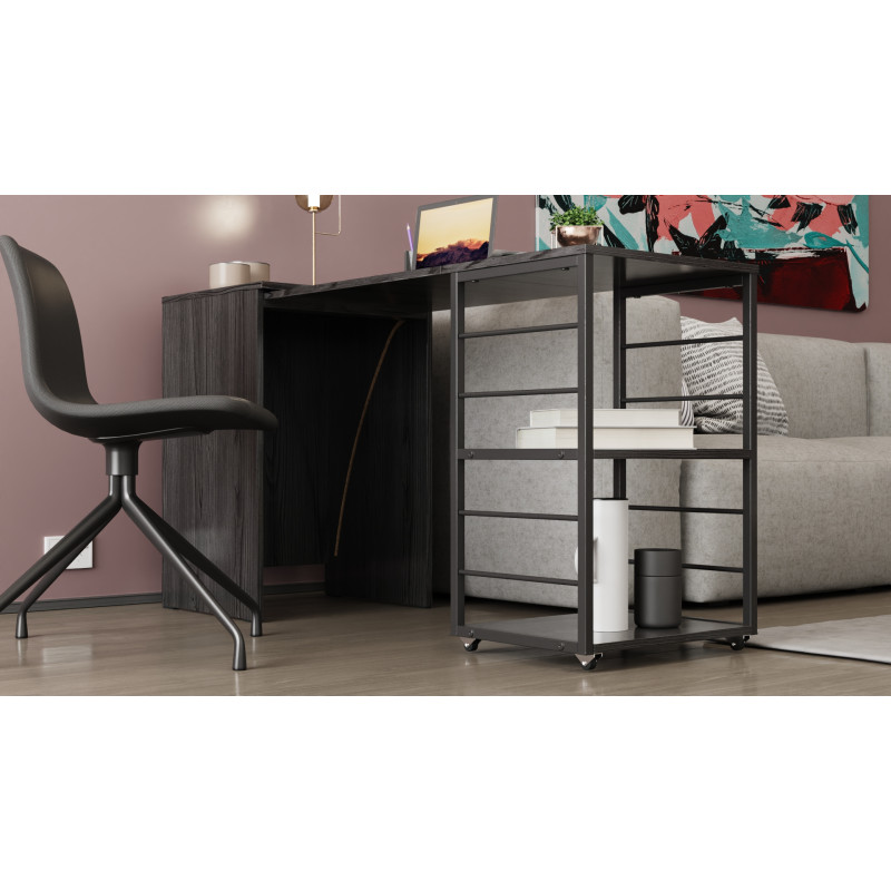 Стол-тумба трансформер Смарт 2/2 Ferrum-decor 750x1450x600 Черный металл ДСП Сосна Кембра 16 мм (FRD-105104)