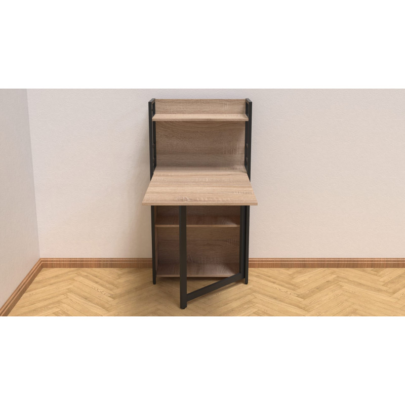 Стіл книжка з етажеркою Практик 1 Ferrum-decor 1200x640x990 Чорний метал ДСП Дуб Сонома 16 мм (FRD-104614)