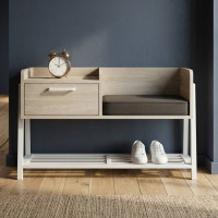 Банкетка із тумбочкою Ferrum-decor Бланка 540x1000x320 метал Білий ДСП Сонома 16 мм (FRD-103034)
