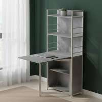 Стол книжка с этажеркой Практик 1 Ferrum-decor 1200x640x990 Белый металл ДСП Бетон 16 мм (FRD-104624)