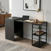 Стол-тумба трансформер Смарт 2/2 Ferrum-decor 750x1450x600 Черный металл ДСП Сосна Кембра 16 мм (FRD-105104)