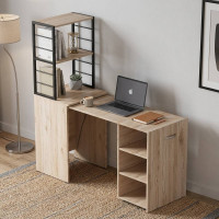Стол-тумба трансформер Смарт 4/1 с этажеркой Ferrum-decor 1430x1450x500 Черный металл ДСП Дуб Сан-Марино 16 мм (FRD-105124)