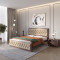 Двоспальне дерев'яне ліжко Mebigrand Барселона Б3 Горіх темний/Аляска 23 (Бежевий) 140х200 см (MBG-12655)