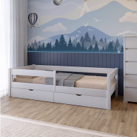 Дитяче ліжко Mebigrand Атланта Літл-2 Білий (RAL9003) 80х200 см з бортиками та ящиками (MBG-2695)