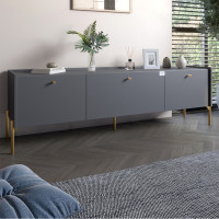 Тумба под телевизор на 3 ящика LION Wood с золотыми ножками 180x50x40 см Антрацит (LION-042987)