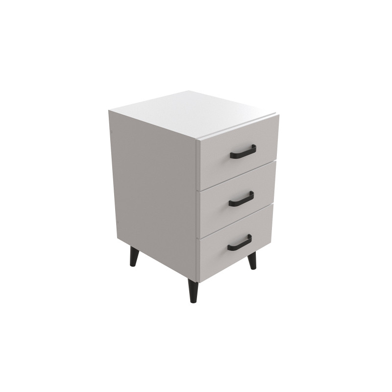 Тумба Віва 3 на конусних ніжках Ferrum-decor 56,5x35x40 Чорний метал ДСП Білий 16 мм (FRD-106823)