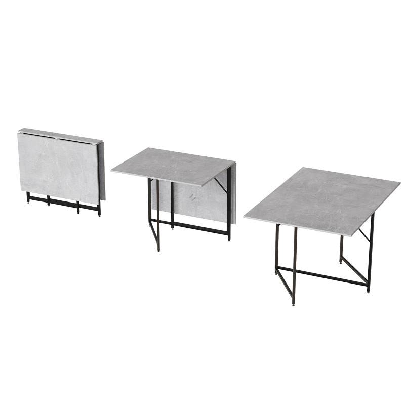 Стол трансформер книжка Вуди Ferrum-decor 75x130x90 Черный металл ДСП Бетон 16 мм (FRD-106743)