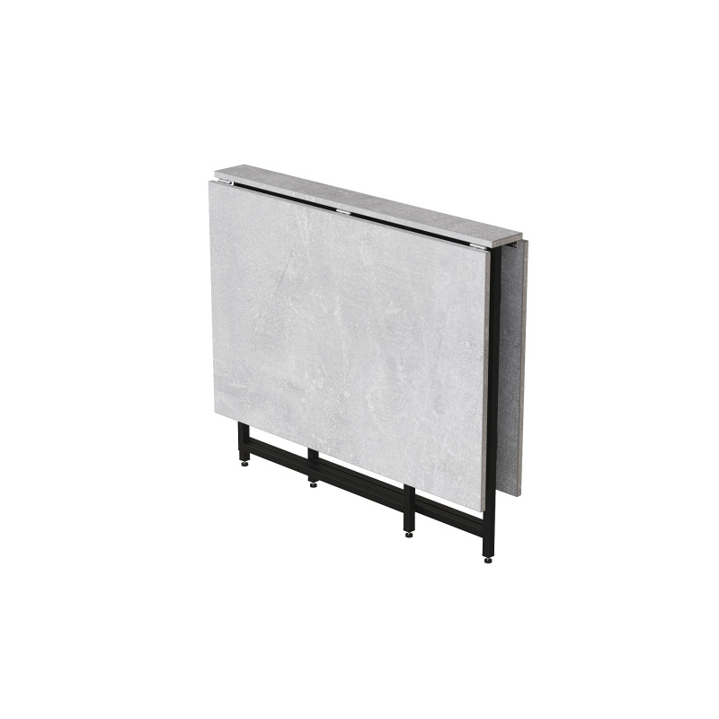 Стол трансформер книжка Вуди Ferrum-decor 75x130x90 Черный металл ДСП Бетон 16 мм (FRD-106743)
