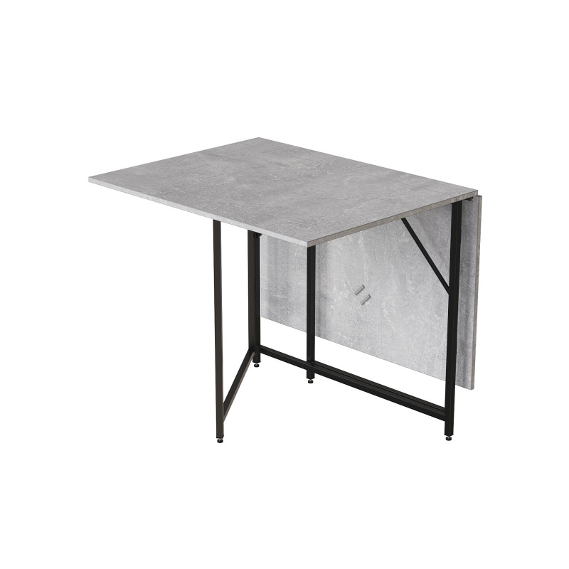 Стол трансформер книжка Вуди Ferrum-decor 75x130x90 Черный металл ДСП Бетон 16 мм (FRD-106743)