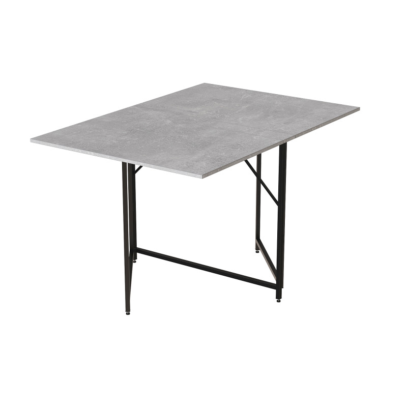 Стол трансформер книжка Вуди Ferrum-decor 75x130x90 Черный металл ДСП Бетон 16 мм (FRD-106743)