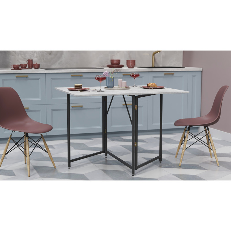 Стол трансформер книжка Вуди Ferrum-decor 75x130x90 Черный металл ДСП Бетон 16 мм (FRD-106743)