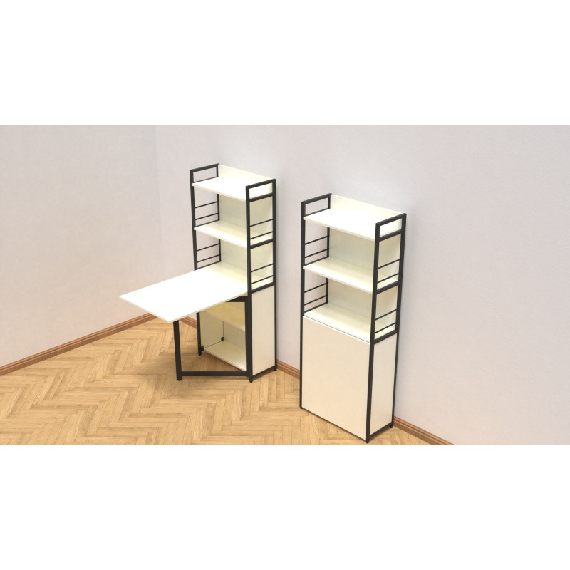 Стіл книжка з етажеркою Практик 2 Ferrum-decor 1555x640x990 Чорний метал ДСП Біле 16 мм (FRD-104625)