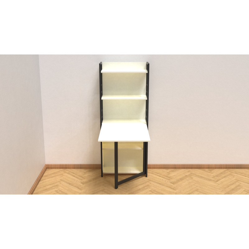 Стіл книжка з етажеркою Практик 2 Ferrum-decor 1555x640x990 Чорний метал ДСП Біле 16 мм (FRD-104625)