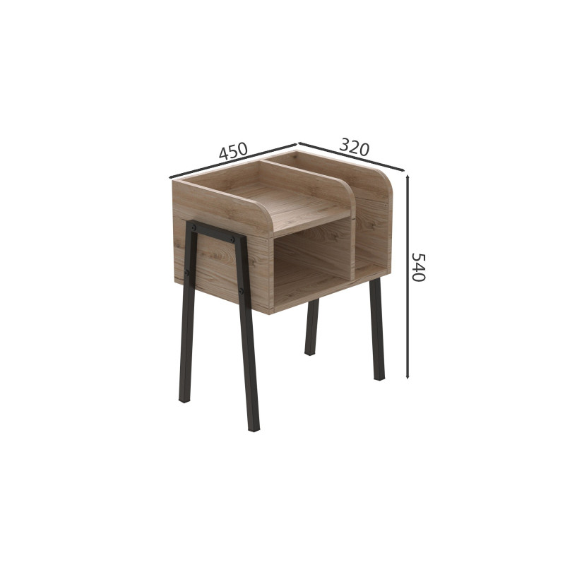 Тумба модульна Ferrum-decor Амелі 540x450x320 метал Чорний ДСП Дуб Сан-Марино 16 мм (FRD-103005)
