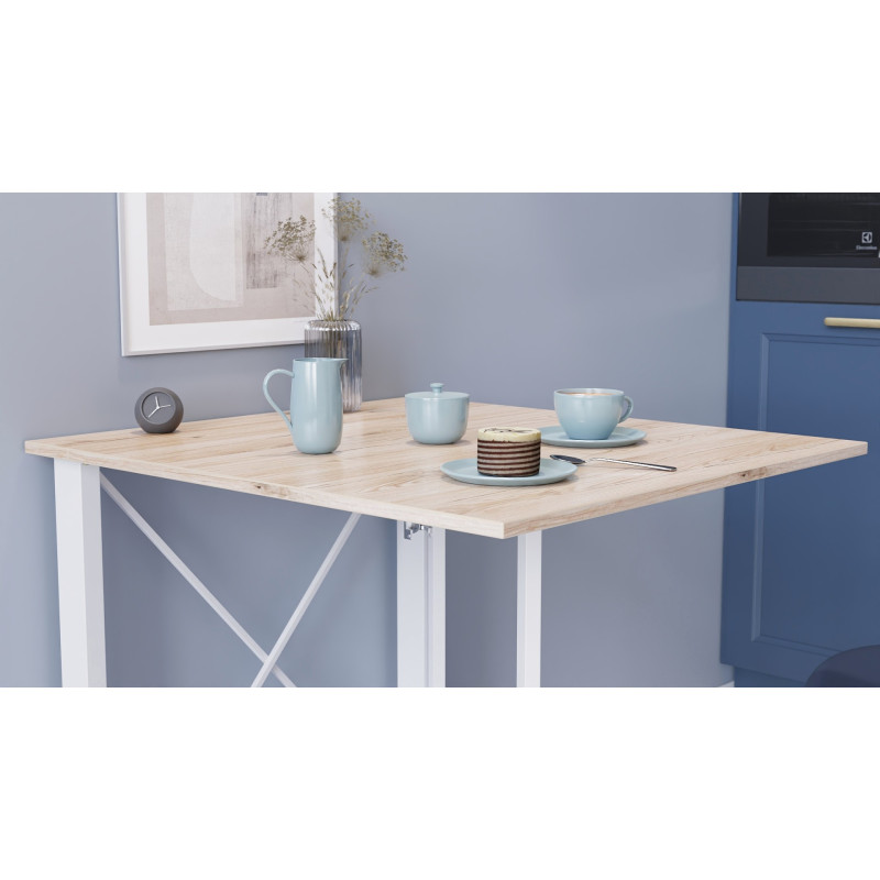 Стол-книжка трансформер Орион 1 Ferrum-decor 750x810x730 Белый металл ДСП Дуб Сан-Марино 16 мм (FRD-104605)