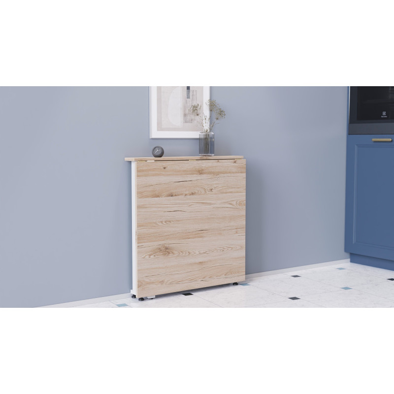 Стол-книжка трансформер Орион 1 Ferrum-decor 750x810x730 Белый металл ДСП Дуб Сан-Марино 16 мм (FRD-104605)