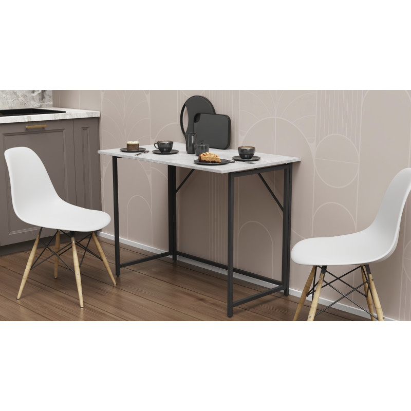 Стіл розкладний Моріс Ferrum-decor 750x1000x600 Чорний метал ДСП Бетон 16 мм (FRD-104675)